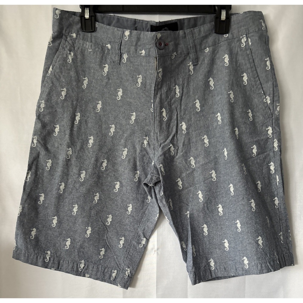BEVERLY HILLS POLO CLUB Blue W/‎ White Seahorse Shorts Mens Size 34 Beach Cruise